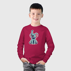 Лонгслив хлопковый детский Маленький слонёнок с поднятым вверх хоботом, цвет: маджента — фото 2