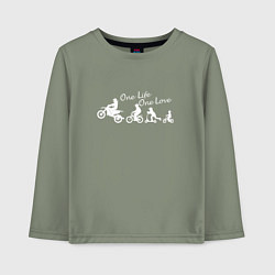 Лонгслив хлопковый детский One life one love wite, цвет: авокадо