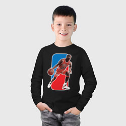 Лонгслив хлопковый детский Jordan play, цвет: черный — фото 2