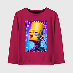 Лонгслив хлопковый детский Cyber Bart Simpson - ai art, цвет: маджента