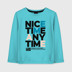 Лонгслив хлопковый детский Nice time, цвет: бирюзовый