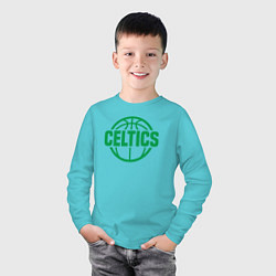 Лонгслив хлопковый детский Celtics ball, цвет: бирюзовый — фото 2