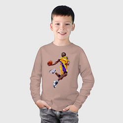 Лонгслив хлопковый детский Kobe Bryant dunk, цвет: пыльно-розовый — фото 2