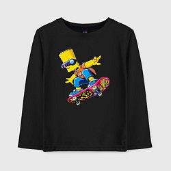 Лонгслив хлопковый детский Bart Simpson on a skateboard - extreme, цвет: черный