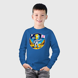 Лонгслив хлопковый детский Космонавт Барт Симпсон на другой планете, цвет: синий — фото 2