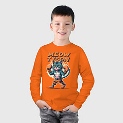 Лонгслив хлопковый детский Мяу Тайсон - кот боксер, цвет: оранжевый — фото 2
