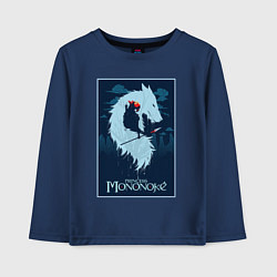 Лонгслив хлопковый детский Мононоке волчица, цвет: тёмно-синий