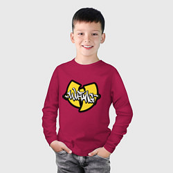 Лонгслив хлопковый детский Wu tang - logo, цвет: маджента — фото 2
