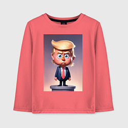 Лонгслив хлопковый детский Мультяшный Дональд Трамп - нейросеть, цвет: коралловый