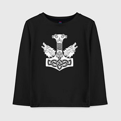 Лонгслив хлопковый детский Молот Тора, цвет: черный