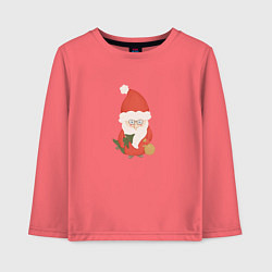 Лонгслив хлопковый детский Дед Мороз с ёлкой и подарками, цвет: коралловый