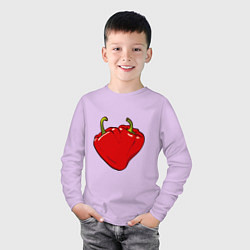 Лонгслив хлопковый детский Сердце из красных перцев как символ любви к еде, цвет: лаванда — фото 2