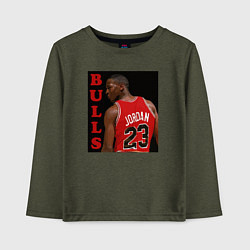 Лонгслив хлопковый детский Bulls Jordan, цвет: меланж-хаки