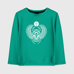 Лонгслив хлопковый детский Жук-скарабей египетский, цвет: зеленый