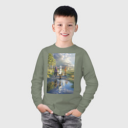 Лонгслив хлопковый детский Фрирен провожающая в путь, цвет: авокадо — фото 2