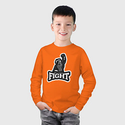 Лонгслив хлопковый детский Волейбольный бой, цвет: оранжевый — фото 2