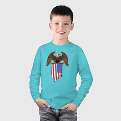 Лонгслив хлопковый детский США орёл, цвет: бирюзовый — фото 2