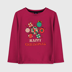 Лонгслив хлопковый детский Happy Christmas, цвет: маджента