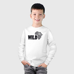 Лонгслив хлопковый детский Дикий леопард, цвет: белый — фото 2