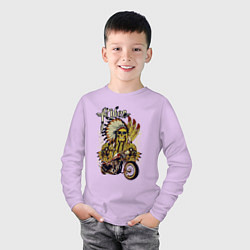 Лонгслив хлопковый детский Коренной байкер, цвет: лаванда — фото 2