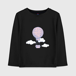 Лонгслив хлопковый детский Воздушный шар в облаках, цвет: черный