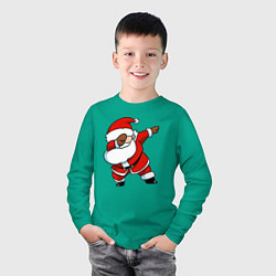 Лонгслив хлопковый детский Santa dabbing dance, цвет: зеленый — фото 2