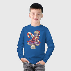 Лонгслив хлопковый детский Санта на грибке, цвет: синий — фото 2