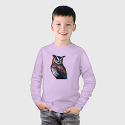 Лонгслив хлопковый детский Красочная сова, цвет: лаванда — фото 2