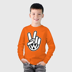 Лонгслив хлопковый детский Volkswagen peace, цвет: оранжевый — фото 2