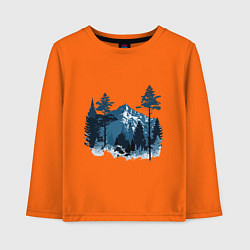 Лонгслив хлопковый детский Графика горный пейзаж, цвет: оранжевый