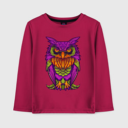 Лонгслив хлопковый детский Purple owl, цвет: маджента