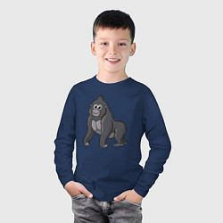 Лонгслив хлопковый детский Милая горилла, цвет: тёмно-синий — фото 2