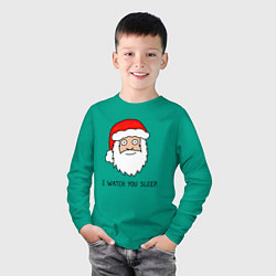 Лонгслив хлопковый детский Криповый Санта, цвет: зеленый — фото 2