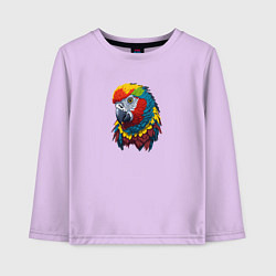 Лонгслив хлопковый детский Красочный попугай в ярких перьях, цвет: лаванда