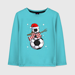 Лонгслив хлопковый детский Soccer snowman, цвет: бирюзовый