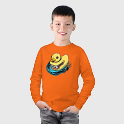 Лонгслив хлопковый детский Devil duck, цвет: оранжевый — фото 2