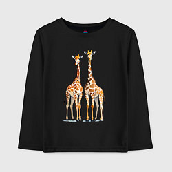 Лонгслив хлопковый детский Друзья-жирафы, цвет: черный