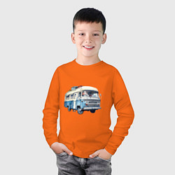 Лонгслив хлопковый детский Машина для путешествий, цвет: оранжевый — фото 2