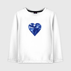 Лонгслив хлопковый детский Синее алмазное сердце, цвет: белый