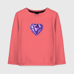 Лонгслив хлопковый детский Фиолетовое алмазное сердце, цвет: коралловый