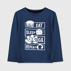 Лонгслив хлопковый детский Eat sleep yoga, цвет: тёмно-синий
