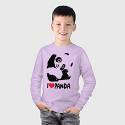 Лонгслив хлопковый детский I love panda, цвет: лаванда — фото 2