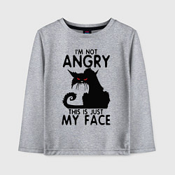 Лонгслив хлопковый детский I am not angry cat, цвет: меланж