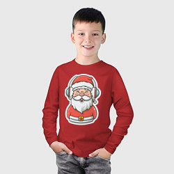 Лонгслив хлопковый детский Дед Мороз в наушниках, цвет: красный — фото 2