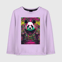 Лонгслив хлопковый детский Киберпанда самурай, цвет: лаванда