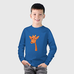 Лонгслив хлопковый детский Мультяшный жираф, цвет: синий — фото 2