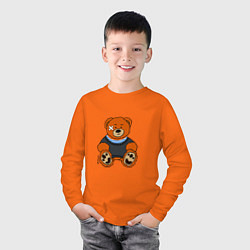 Лонгслив хлопковый детский Медведь Вова с пластырем, цвет: оранжевый — фото 2