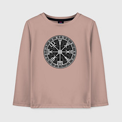 Лонгслив хлопковый детский Компас из рун вегвизир, цвет: пыльно-розовый