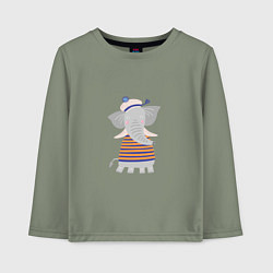 Лонгслив хлопковый детский Слоник-моряк, цвет: авокадо