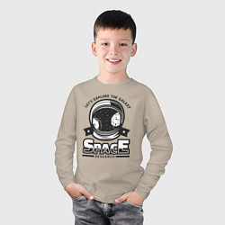 Лонгслив хлопковый детский Поиск в космосе, цвет: миндальный — фото 2